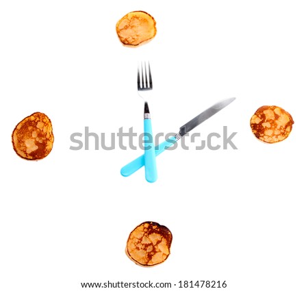 Time for lunch. Conceptual photo. Isolated on white