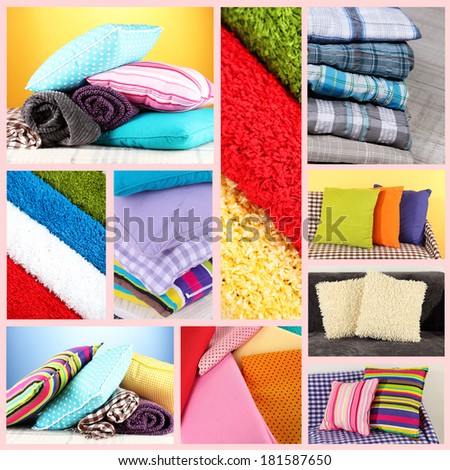 Collage of plaids and color pillows
