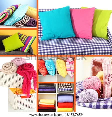 Collage of plaids and color pillows