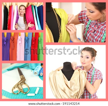 Collage of clothing designer