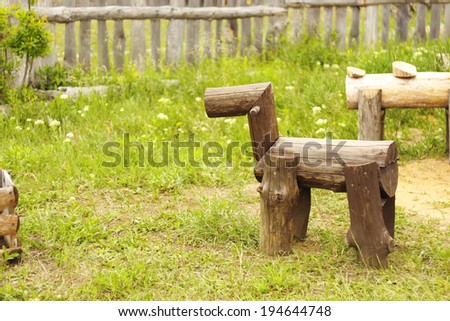 Decorative wooden figure for garden design, outdoors
