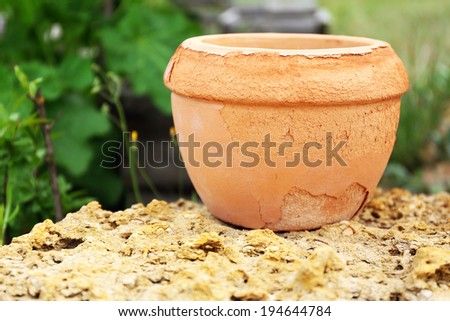 Old brown flower pot, outdoors