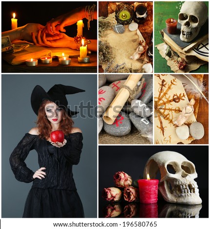 Dark magic and witch collage