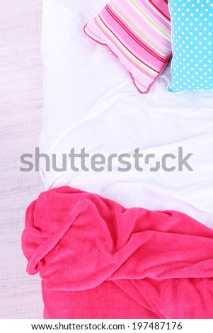 Unmade bed close up