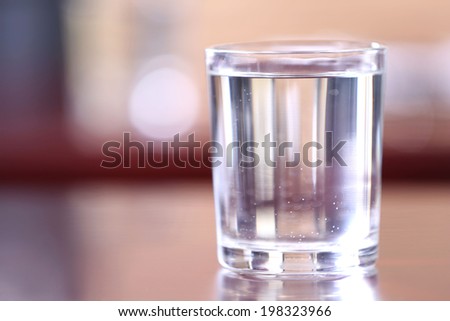 Glass of water on table close-up
