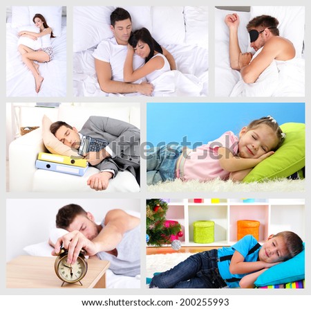 Collage of sleeping people