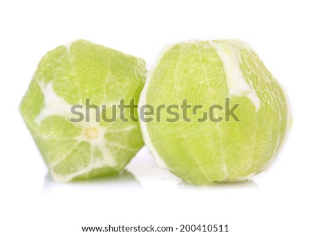 Lemons without skin, isolated on white