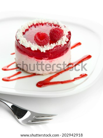 Delicious berry cake isolated on white