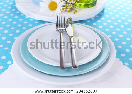 Blue table setting close-up