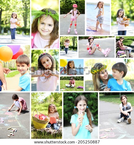 Collage of photo with children playing outside