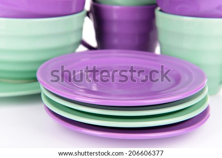 Bright dishes close up