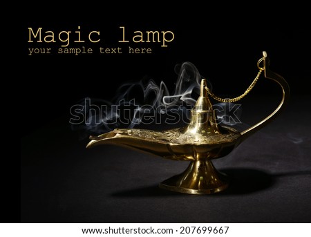 Magic lamp isolated on black