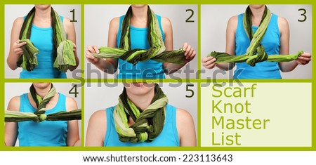 How to tie a scarf? Woman wearing scarf, close up