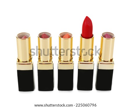Individuality concept. Beautiful lipsticks isolated on white