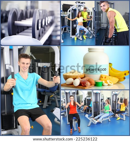 Collage of sportsmen and sport nutrition