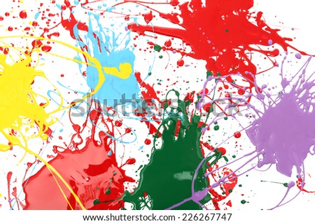 Colorful splashes of paint isolated on white