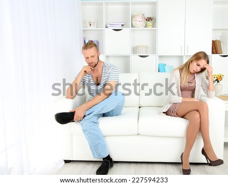 Young couple in quarrel at home