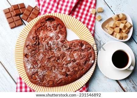 Homemade chocolate pie on table