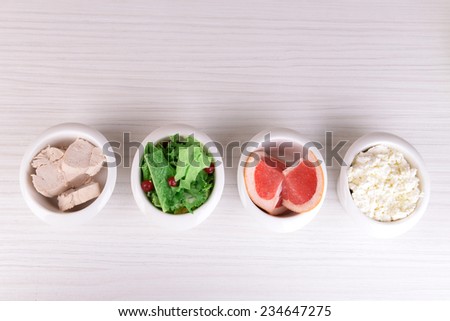 Dietary food in on table close-up