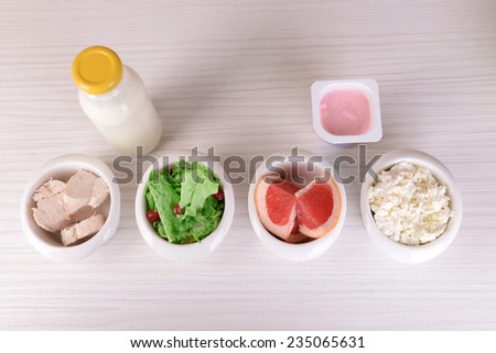 Dietary food in on table close-up