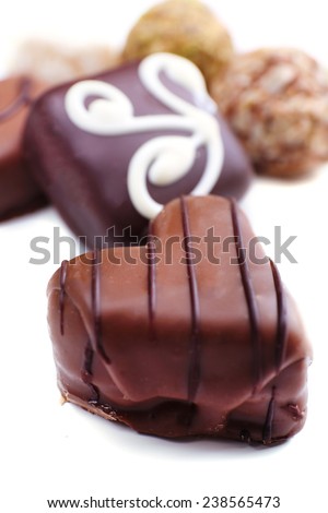 Sweet chocolate candies isolated on white background