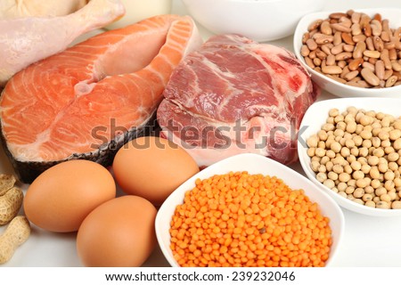 Food high in protein close-up