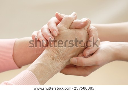 Helping hands, care for the elderly concept