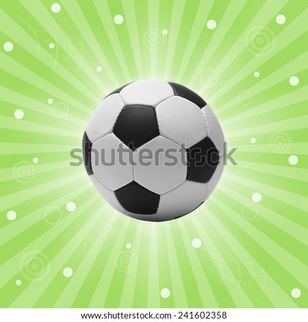 Football ball on bright green background, sports poster