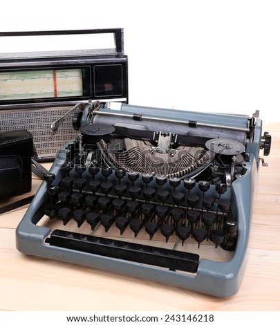 Antique Typewriter. Vintage Typewriter Machine on table