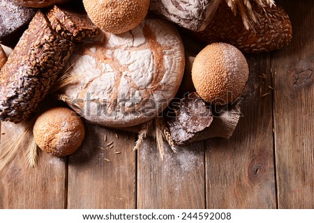 Different bread on table close-up