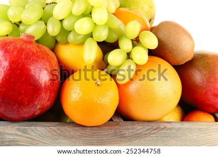 Assortment of fruits in box close-up