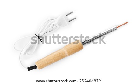 Electric soldering iron isolated on white