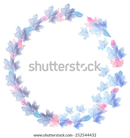 Delicate colored leaves shaped as frame with space for your text