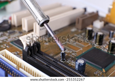 Repairing of motherboard, macro view