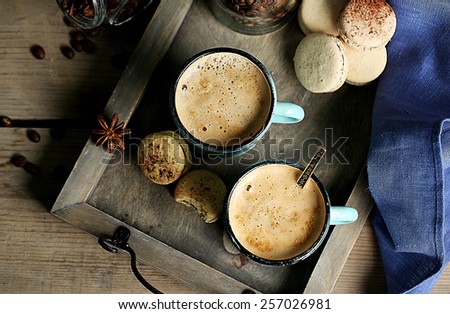 Tasty cappuccino on table