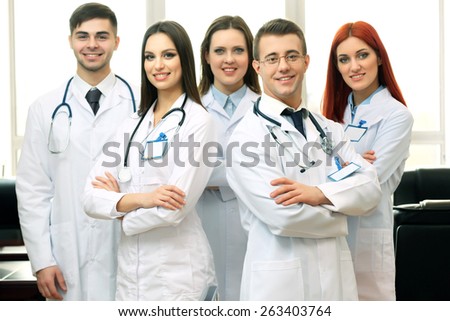 Medical workers in conference room
