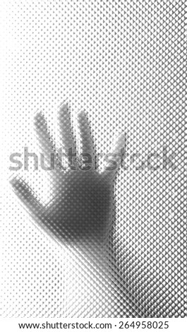 Silhouette of hand, close up