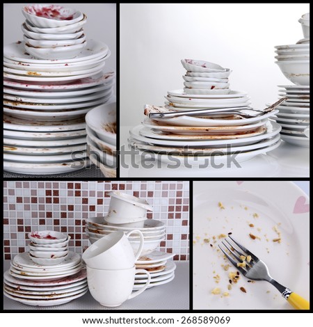 Collage of dirty dishes