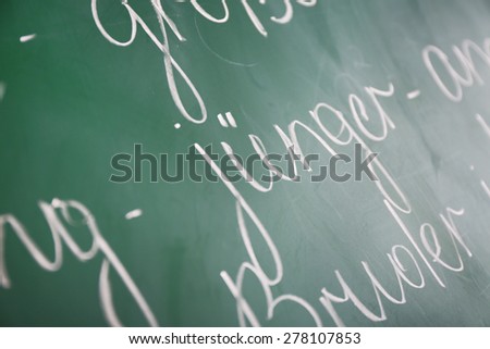 Grammar sentences on blackboard background