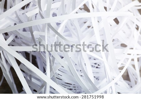 Pile of paper strips from shredder, closeup