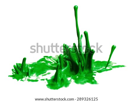 Explosions green paint isolated on white