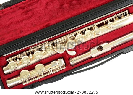 Flute in case close up