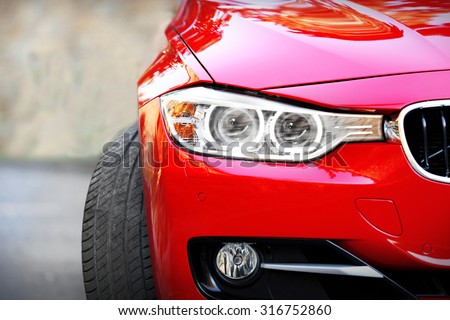 Red car, outdoors