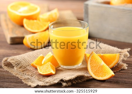 Orange juice on table close-up