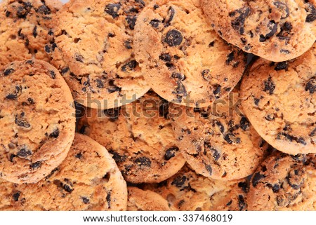 Cookies with chocolate crumbs background