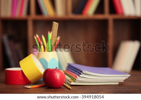 Stationery set for school on the table