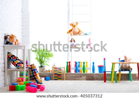 Vivid kids room with toys
