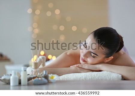 Young beautiful woman at the spa salon
