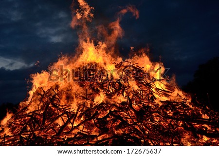 Huge Bonfire at night