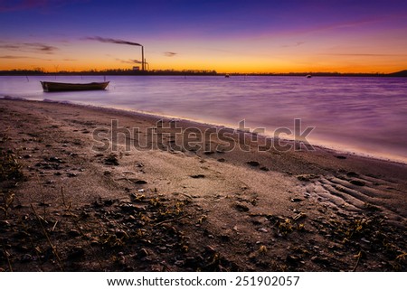 Sunset beach at Odense Fjord in Denmark Fyn